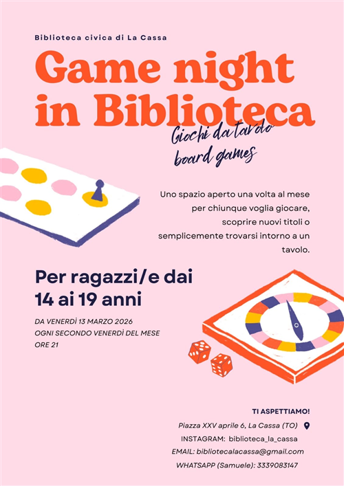 Biblioteca Civica La Cassa-Game night in Biblioteca